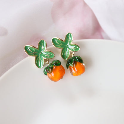 Orange Tangerine Citrus Fruit Drop Earrings