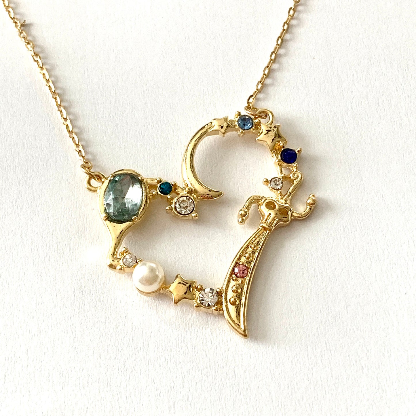 Sailor Moon Inspired Blue Heart Crystal Necklace