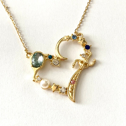 Sailor Moon Inspired Blue Heart Crystal Necklace