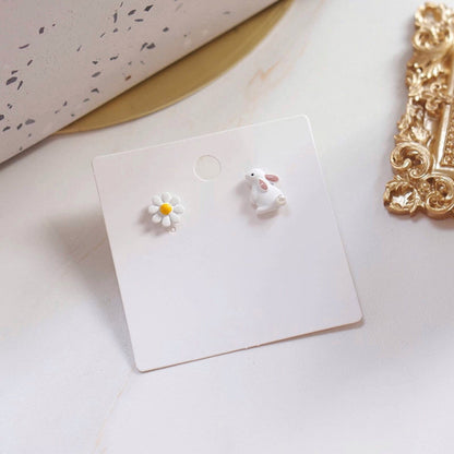 Rabbit and Daisy Stud Earrings