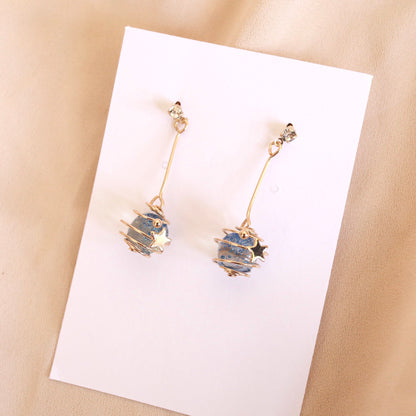 Blue Planet Glitter Star Earrings