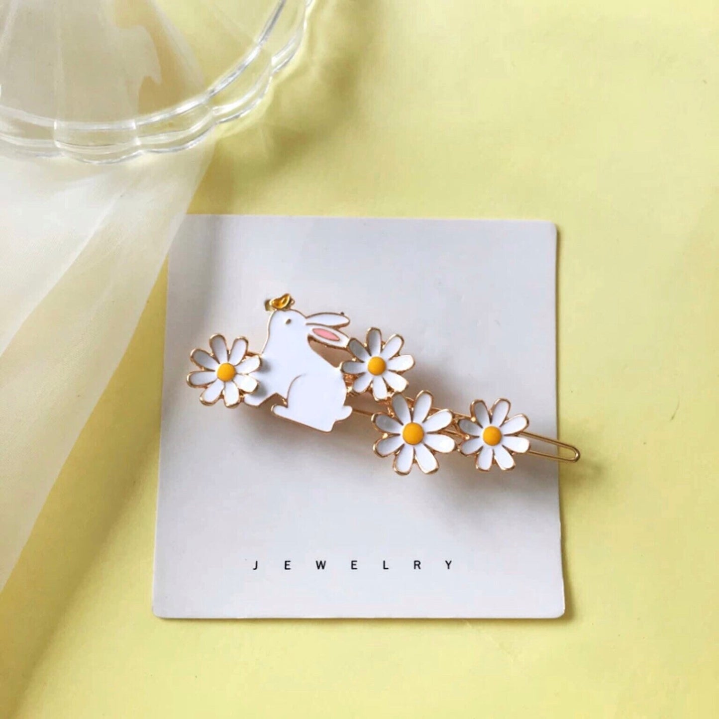 Rabbit Hair Clip, Bunny Daisy Hair Pin