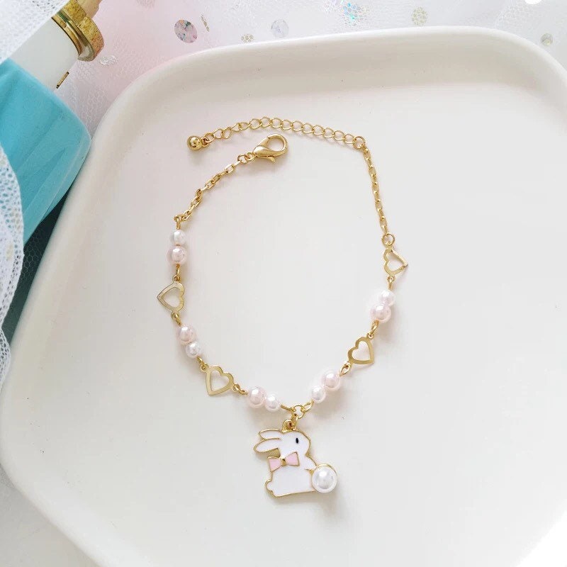 White Rabbit Bunny Charm Bracelet