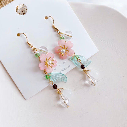 Cherry Blossom Bead Dangle Earrings