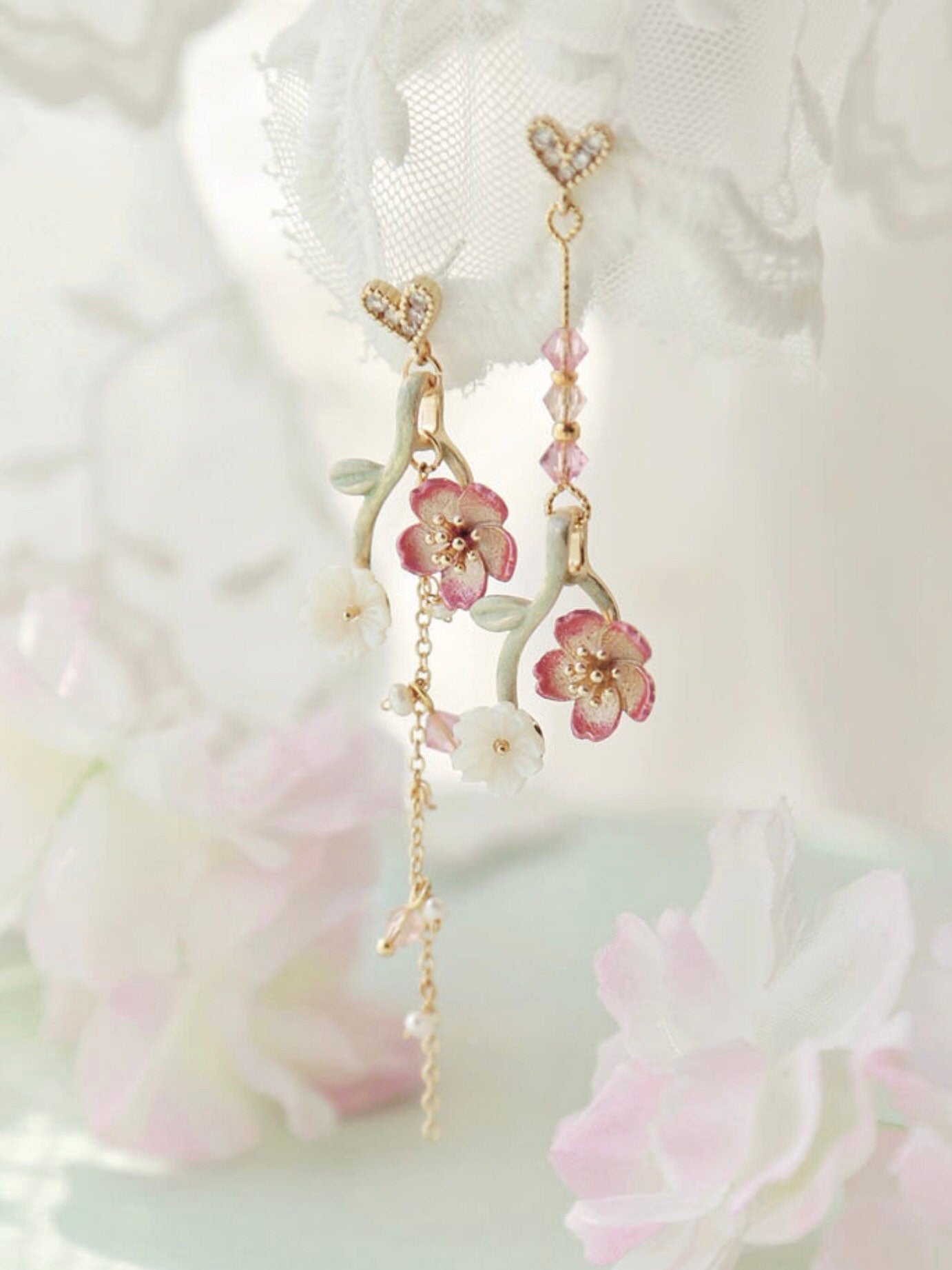 Sakura Cherry Blossom Dangle Earrings