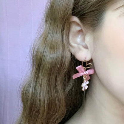 Heart, Bunny/ Rabbit and Pink Flower Earrings