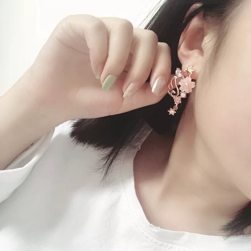 Magic Girl Cardcaptor Sakura Inspired Rose Gold Earrings