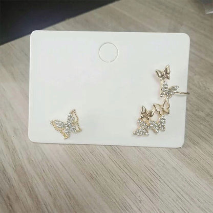 Golden Butterfly Ear Climber Mismatch Earrings