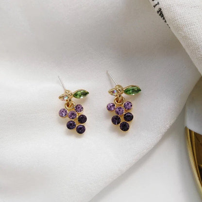 Grape Crystal Fruit Earrings