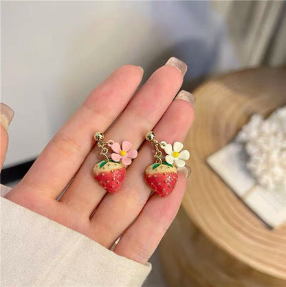 Strawberry and Flower Cute Earrings