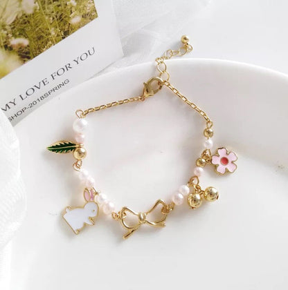 Rabbit/ Bunny Flower and Leaf Bracelet