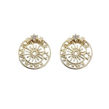 Gold Star Earrings with Jacket, Two Way Earrings