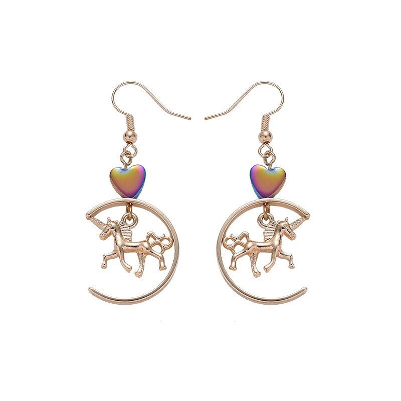 Golden Unicorn Dangle Earrings