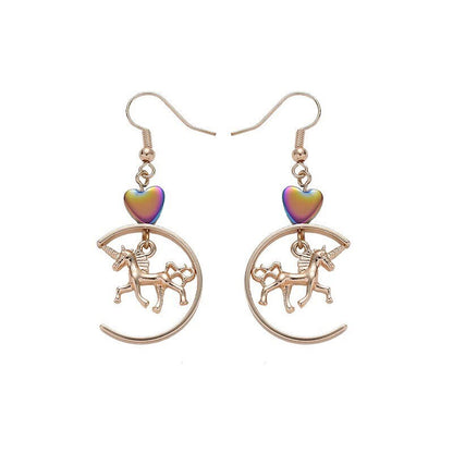 Golden Unicorn Dangle Earrings