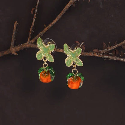 Orange Tangerine Citrus Fruit Drop Earrings