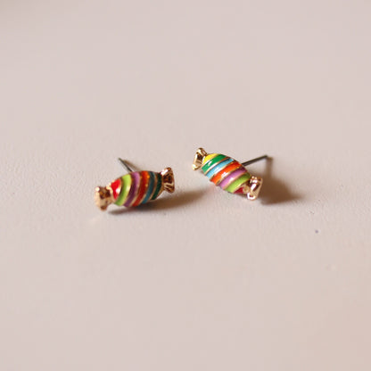 Rainbow Candy Sweet Stud Golden Earrings