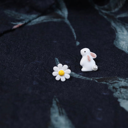 Rabbit and Daisy Stud Earrings