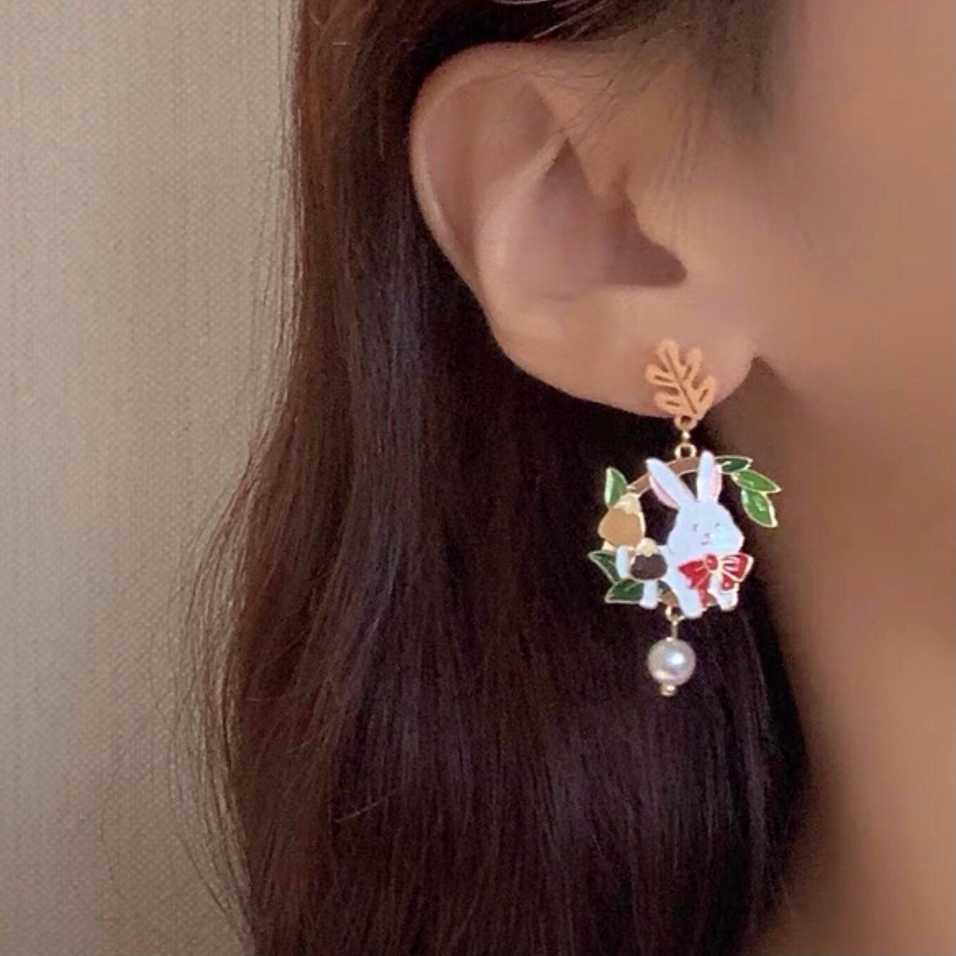 Autumn Rabbit and Mushroom Earrings