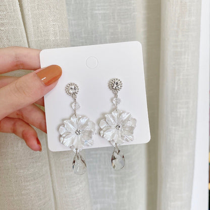 Bolivian White Flower Dangle Earrings