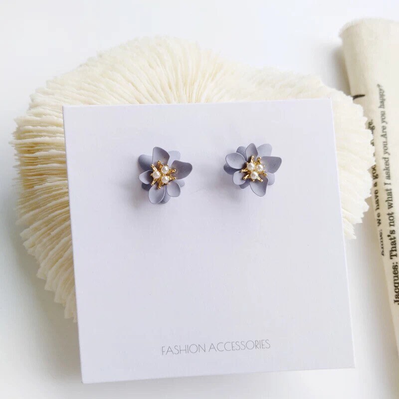 Lavender Blue/ Lilac Flower Stud Earrings