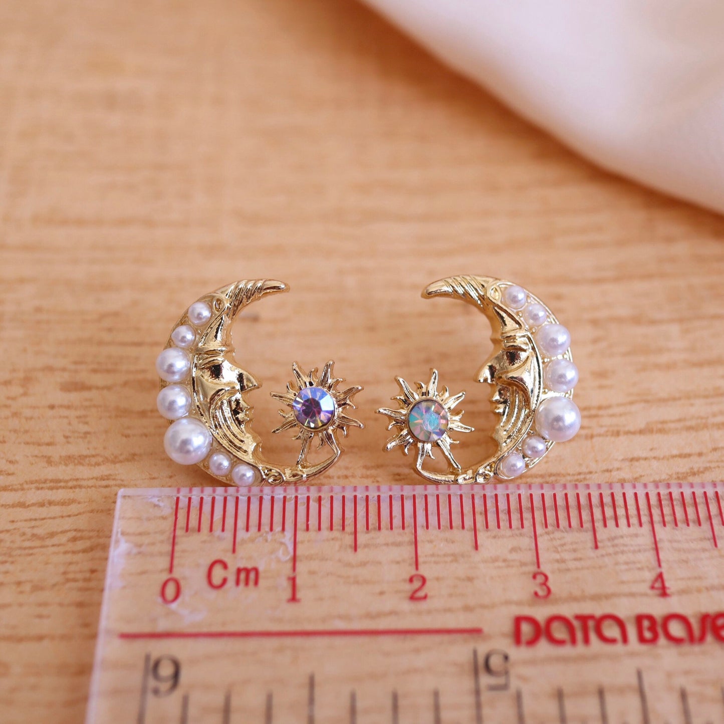 Moon and Sun Vintage Inspired Stud Earrings