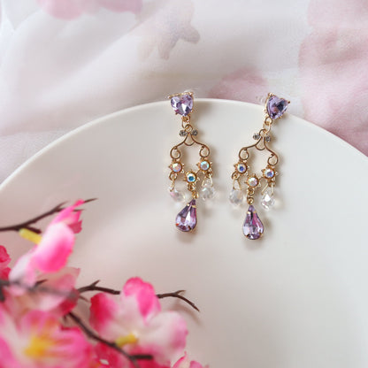 Chandelier Purple Lavender Crystal Dangle Earrings