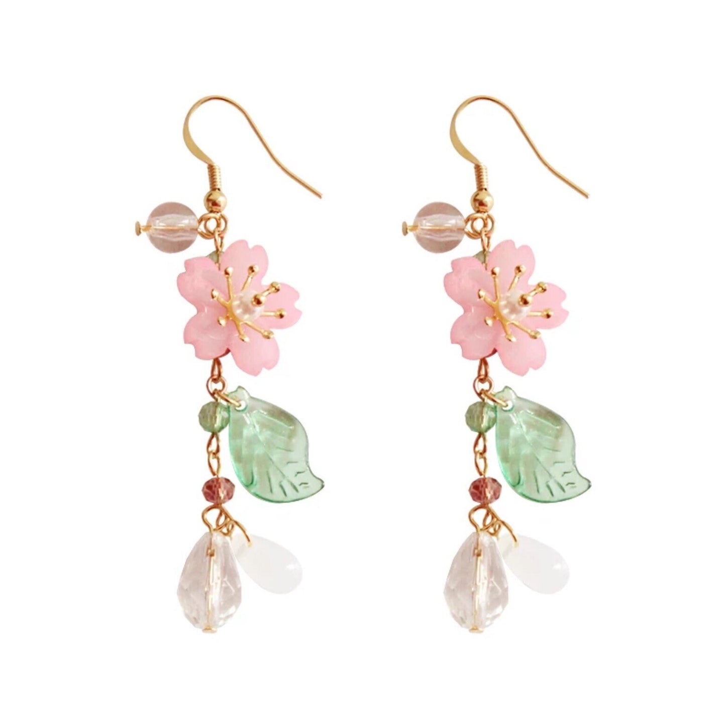 Cherry Blossom Bead Dangle Earrings