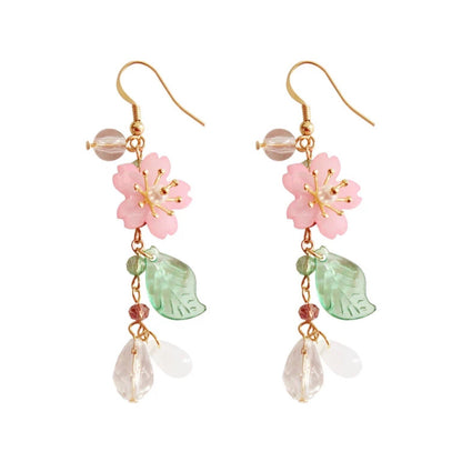 Cherry Blossom Bead Dangle Earrings