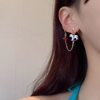 Carnival Carousel Circus Horse Earrings, Ear Cuff