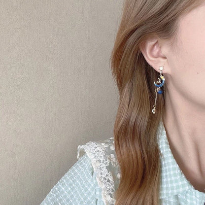 Deer on Blue Moon / Cloud Blue Sky Earrings