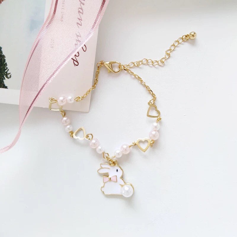 White Rabbit Bunny Charm Bracelet