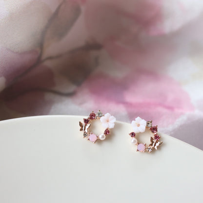 Flower Wreath Sparky Stud Earrings