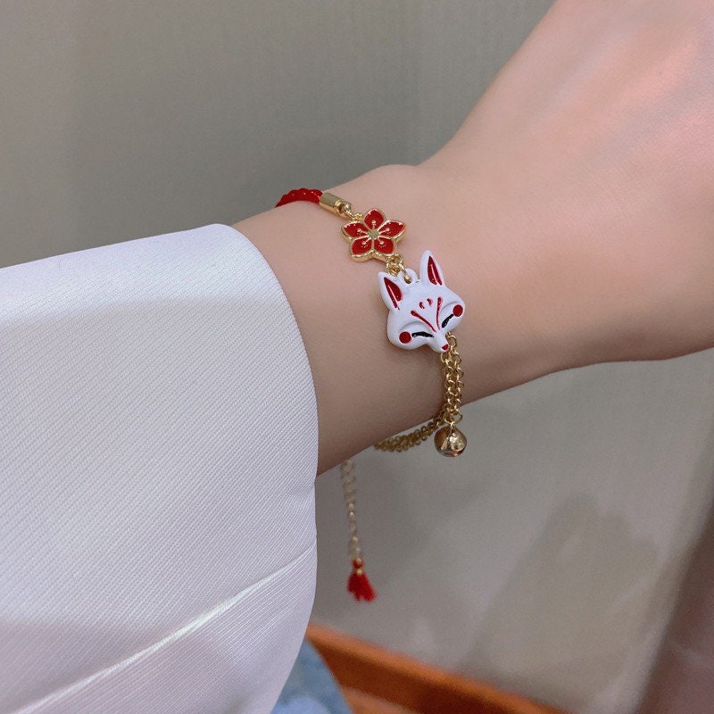 Japanese Style Fox/ Shrine/ Kitsune Bracelet, Sakura Cherry Blossom Bracelet