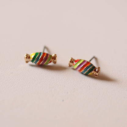 Rainbow Candy Sweet Stud Golden Earrings