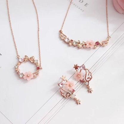 Magical Girl/ Cardcaptor Sakura Inspired Cherry Blossom Rose Gold Necklace