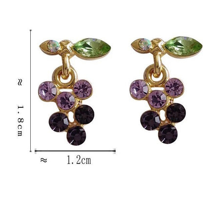 Grape Crystal Fruit Earrings