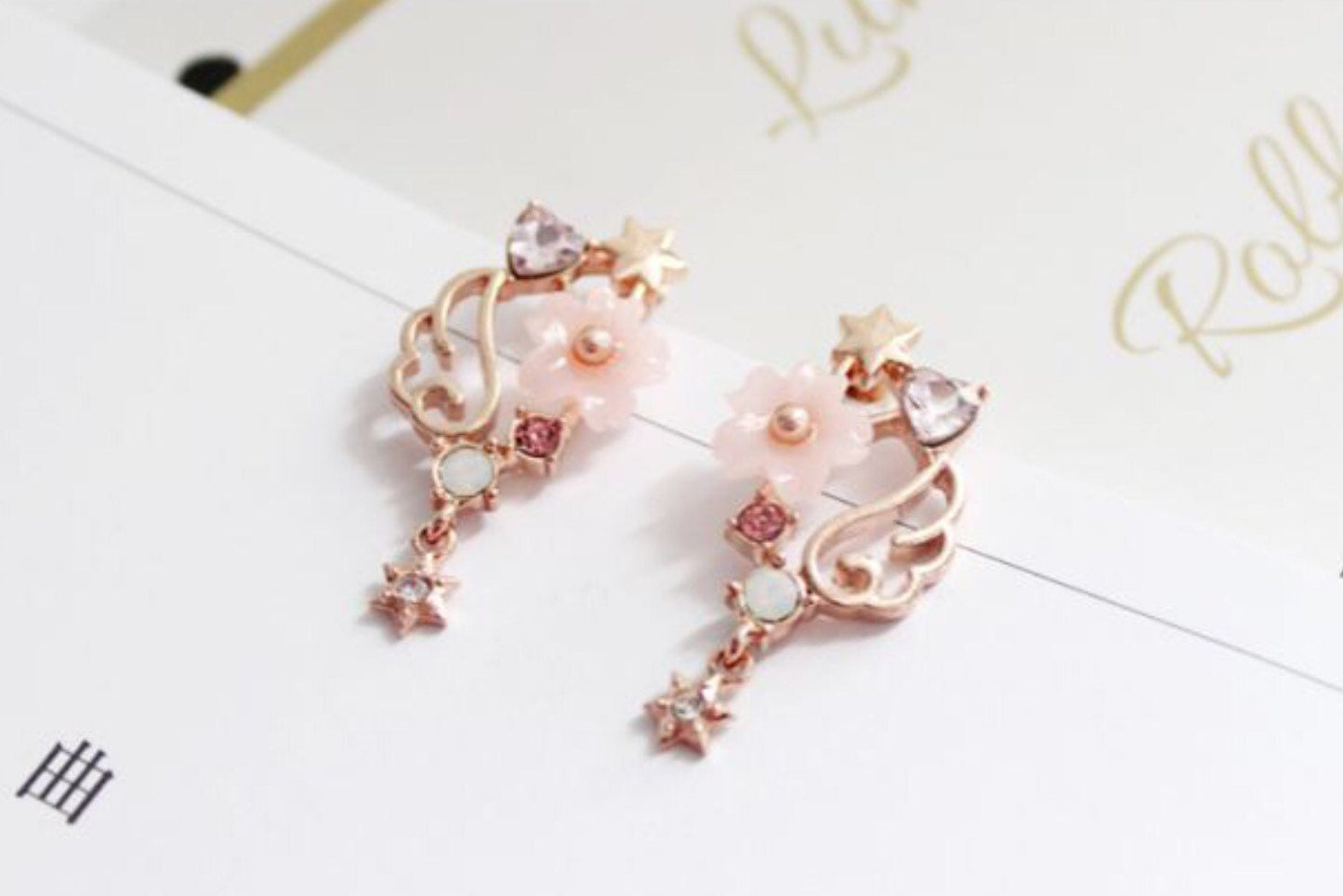 Magic Girl Cardcaptor Sakura Inspired Rose Gold Earrings