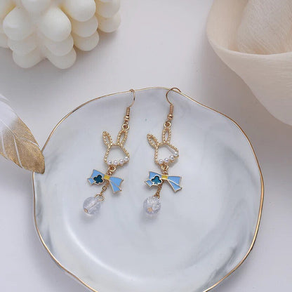 Bunny/ Rabbit Ribbon Dangle Earrings, Alice in the Wonderland Earrings