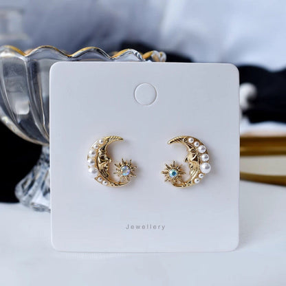 Moon and Sun Vintage Inspired Stud Earrings