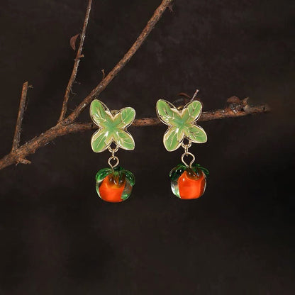 Orange Tangerine Citrus Fruit Drop Earrings