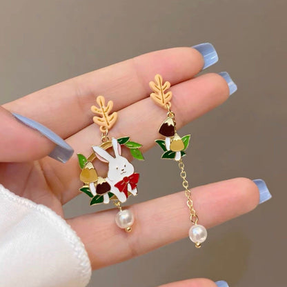 Autumn Rabbit and Mushroom Earrings