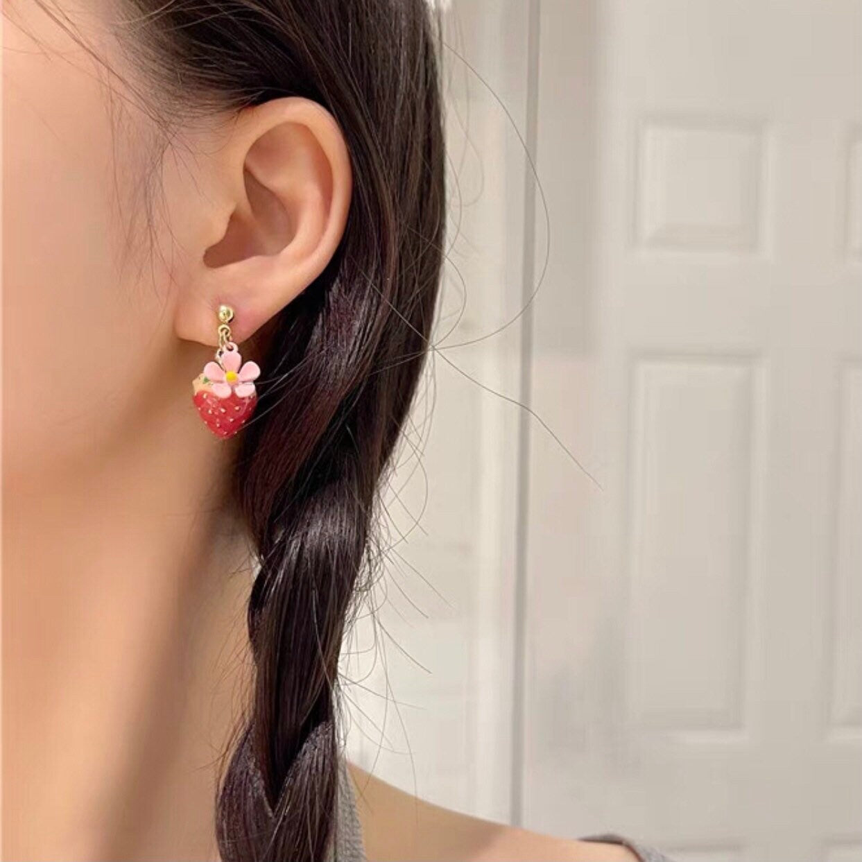 Strawberry and Flower Cute Earrings