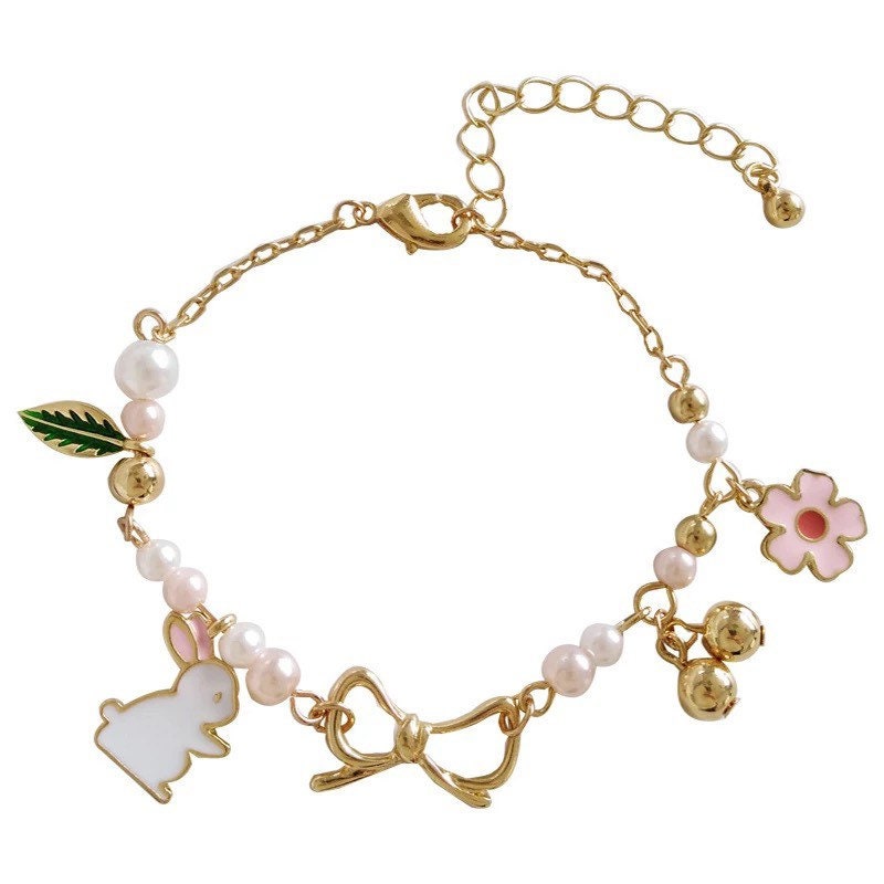 Rabbit/ Bunny Flower and Leaf Bracelet