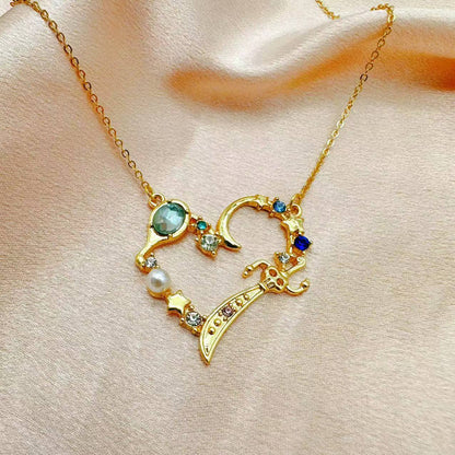 Sailor Moon Inspired Blue Heart Crystal Necklace