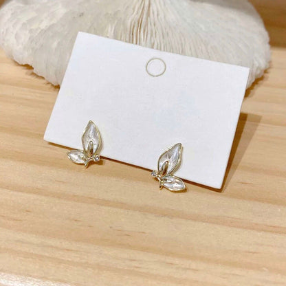 Gold and Silvery Tone Elegant Butterfly Stud Earrings