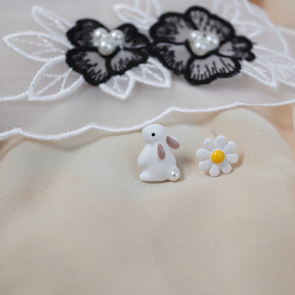 Rabbit and Daisy Stud Earrings