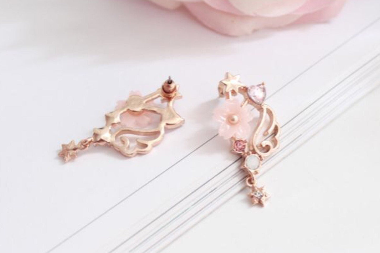 Magic Girl Cardcaptor Sakura Inspired Rose Gold Earrings