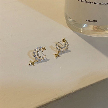 Golden Crescent Moon Sparky Earrings