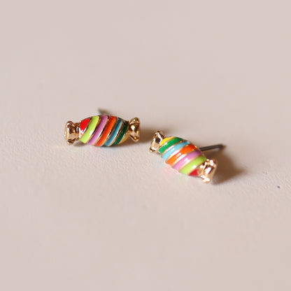 Rainbow Candy Sweet Stud Golden Earrings