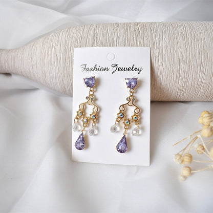 Chandelier Purple Lavender Crystal Dangle Earrings